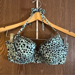 Victoria’s Secret bikini top 36 DD, mint green and black print